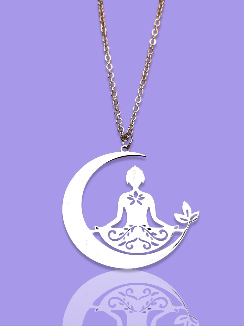 (3 for $30) Unique Bargains Silver Yoga Moon Pendant Necklace